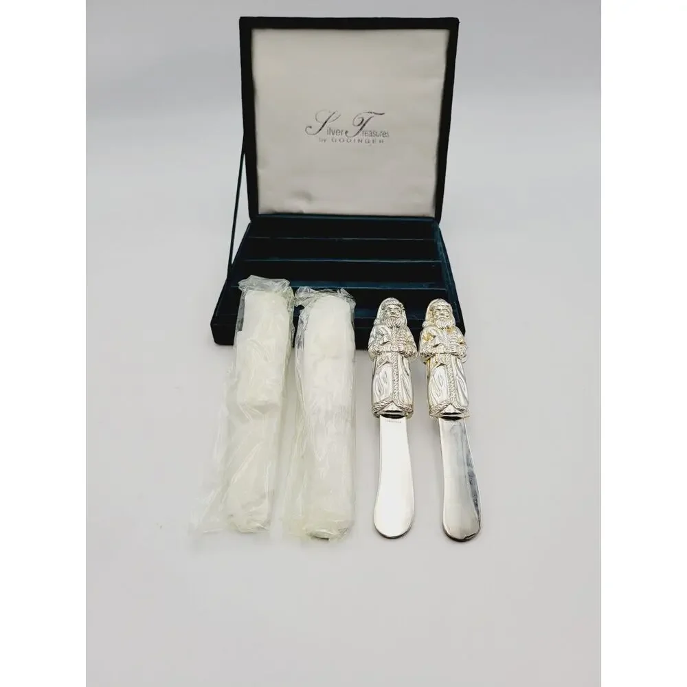Silver Treasures by Godinger Santa Clause Cheese Butter Spread Knife Set of 4